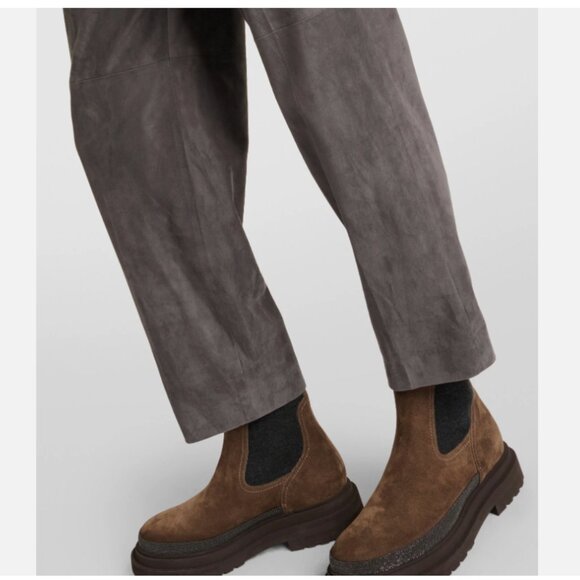 Brunello Cucinelli Suede straight pants - Picture 4 of 11